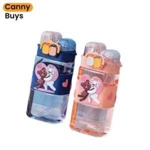 580ml Cartoon Double Mouthed Bottle with Straw