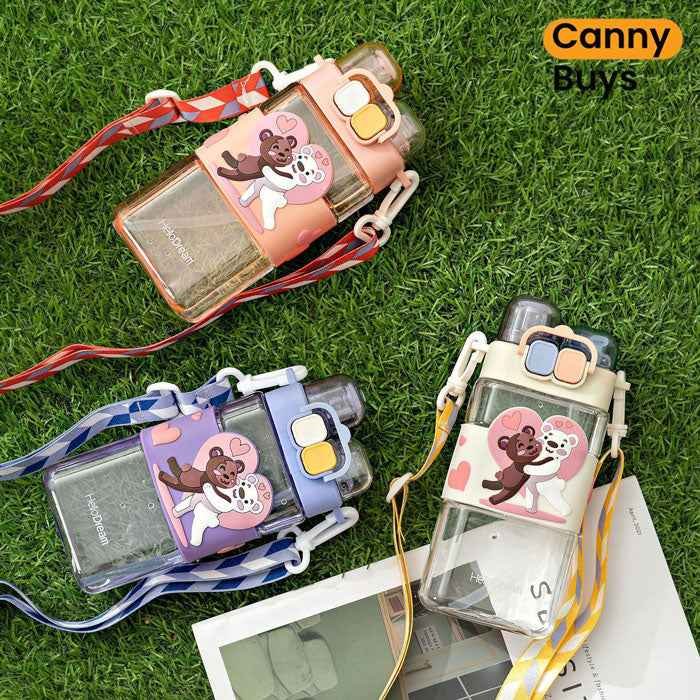 580ml Cartoon Double Mouthed Bottle with Straw