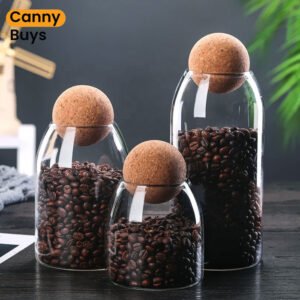 Wooden Ball Glass Storage Jars - Canny Buys