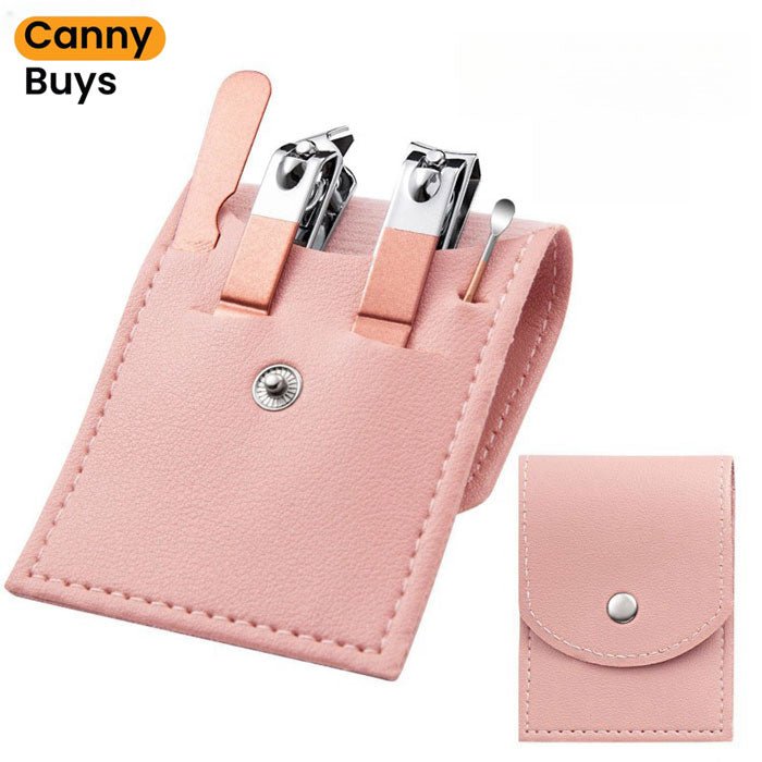 4 Pieces Stainless Steel Nail Kit with Leather Case - Image 2