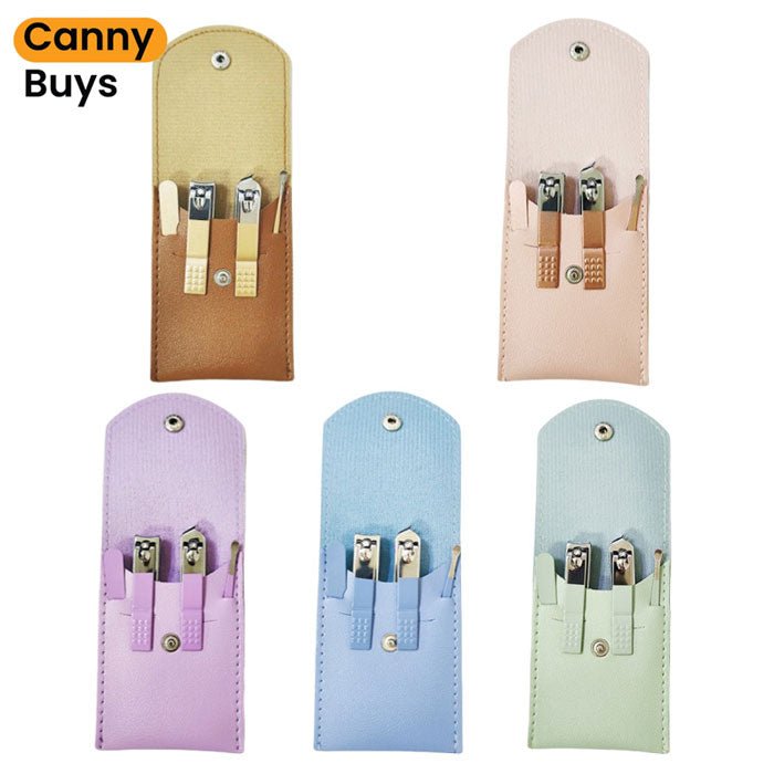 4 Pieces Stainless Steel Nail Kit with Leather Case - Image 3