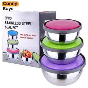 3 Pcs Stainless Steel Food Storage Bowl Set in Pakistan - Canny Buys