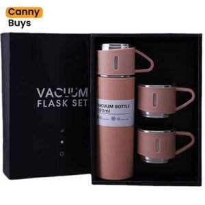 Stainless Steel Vacuum Flask Set with 3 Cups in Pakistan - Canny Buys