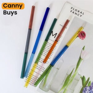 Tri colored Glass Straws with Cleaning Brush ( 4 Pcs ) in Pakistan - Canny Buys