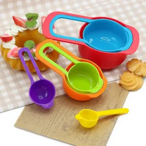 6pcs Rainbow Stackable Plastic Measuring Cups and Spoons Set with Scales Convenient Kitchen Measuring Tools